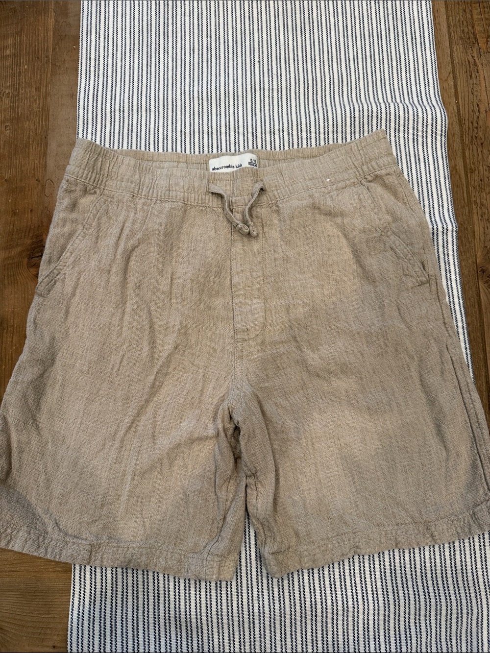 abercrombie kids Tan Drawstring Linen-Blend Shorts